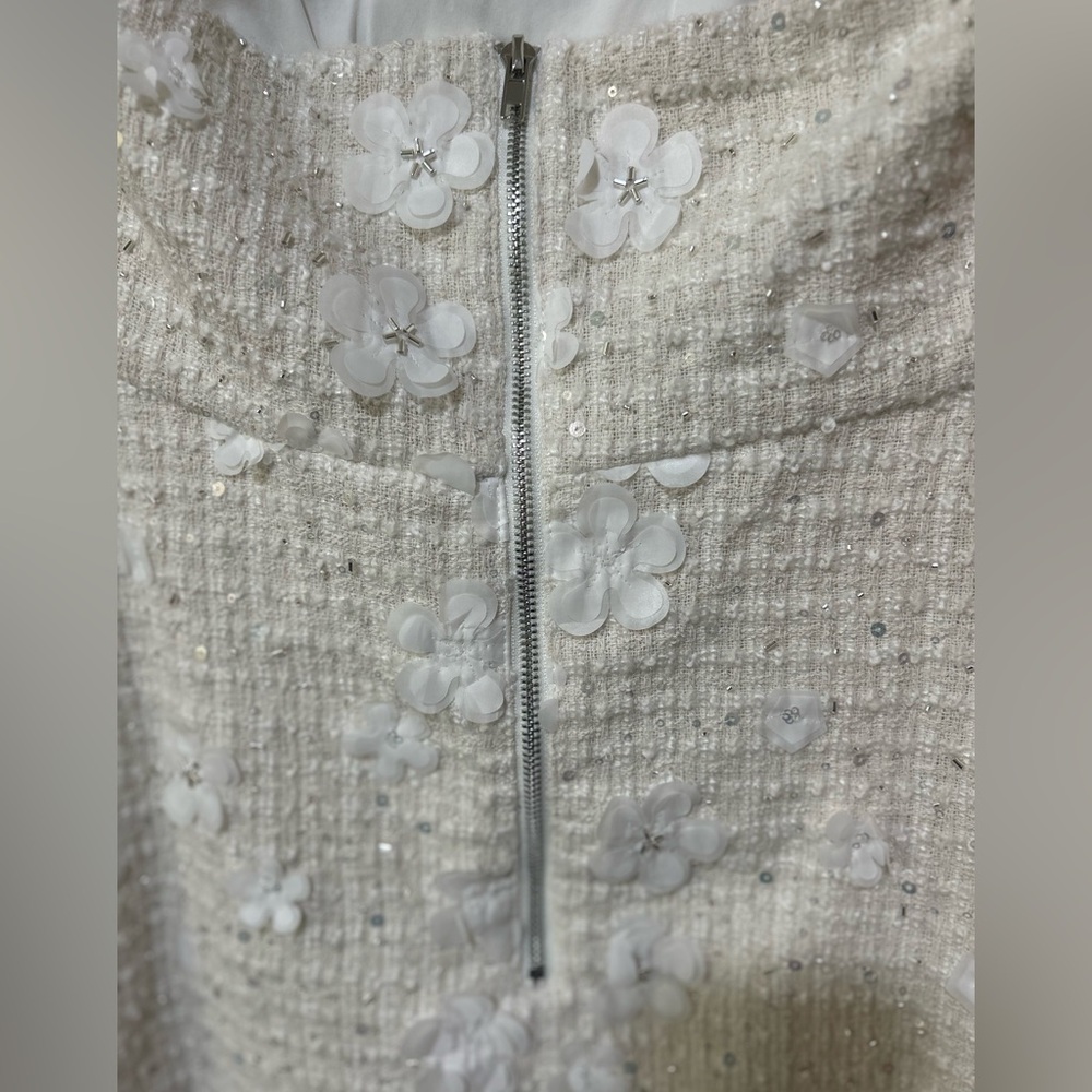 Anthropologie Cream Floral Embellished Mini Dress - Picture 6 of 8